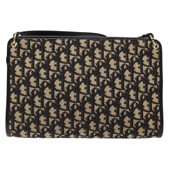 DIOR Trotter Canvas Shoulder Bag Navy Gold - Picture 3 of 12